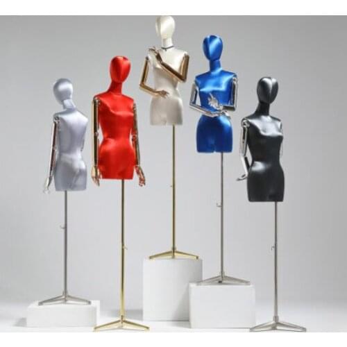 Hot Sale!! High Grade Electroplate Model Props Womens Wear Silk and Satin Platform Clothing Mannequin