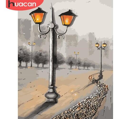 HUACAN Paint By Number Street Hand Painted Painting Art Gift DIY Pictures By Numbers Scenery Kits Drawing On Canvas Home Decor