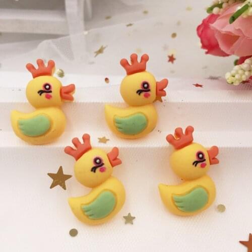 Hand Painted Resin Kawaii Colorful Yellow Duck Flatback Cabochon Stone 10PCS Scrapbook DIY Decor Home Figurine Crafts