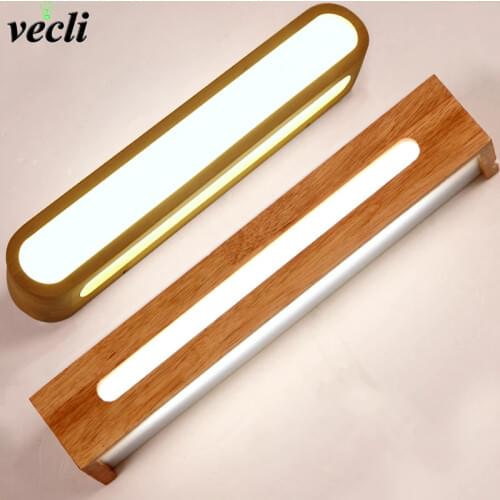 Creative nordic bedroom wood wall light 12W AC110-240V foyer study background lamp Bathroom LED mirror light