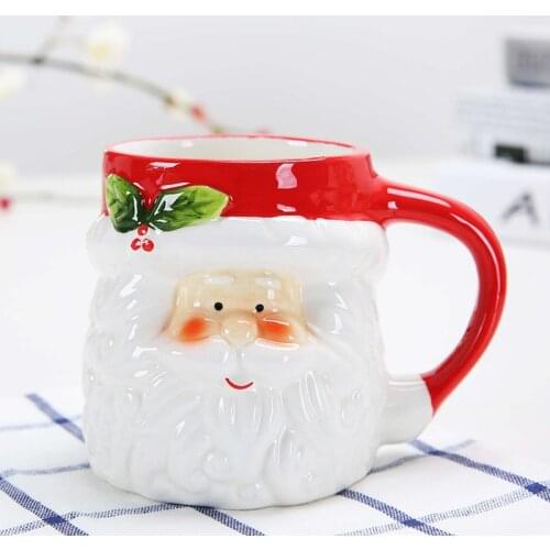 380ML 3D Creative Coffe Mug Cartoon Christmas Cups and Mugs Santa Claus Elk Snowman Penguin Ceramic Mug Gift for Kid Christmas