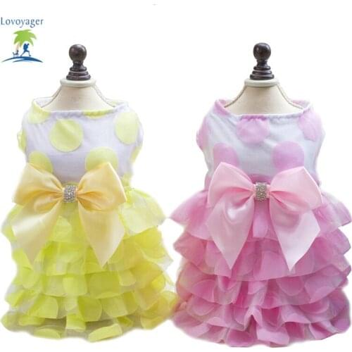 Summer Pet Dress Tutu Dog Dresses Clothes Puppy Shirt Cute Spring Dress Bow Skirt Pink Teddy Clothing Free Shipping Lovoyager