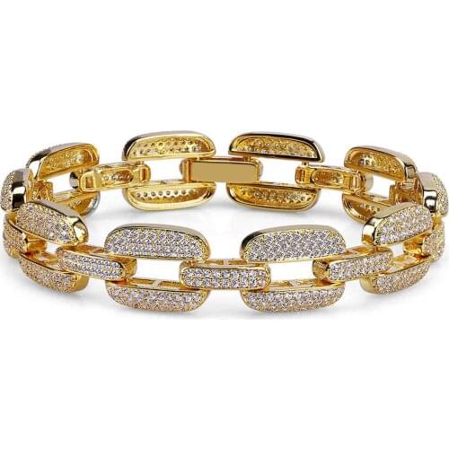 Hiphop Mens Bracelet Highend Micro-inlaid Zircon Gold-plated Chain Bracelet Fashion Trendy Ornaments for Boyfriend Jewelry Gift
