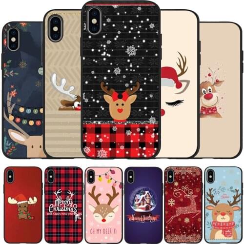 Cartoon Merry Christmas Black TPU Silicone Soft Phone Case For iPhone 11 12 Pro X XR XS MAX 5 6 7 8 Plus SE 2020
