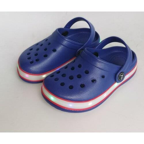 KIDS BOY BABY NEON LED LIGHTS SUMMER MULES SANDALS TODDLERS CROCKS CLOGS SLIPPER SHOES FOR BOYS SIZE25 26 27 28 29 30 31 32 33