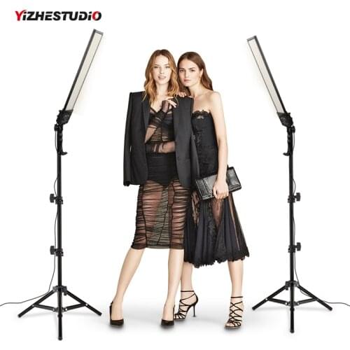 Yizhestudio 2 Packs Photography LED Studio Lighting Kit Bi-color 3200-5500K Studio kits with 2M light Stand for YouTube Portrait
