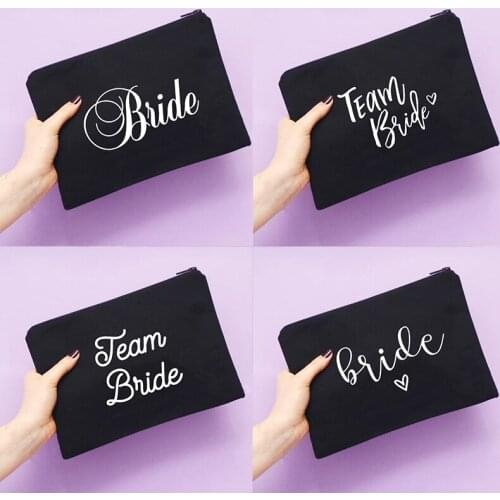 2021 New Team Bride Print Makeup Bag Travel Cosmetic Bag Women Toiletries Storage Bag Cosmetic Storage Wedding Bridesmaid Gifts