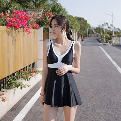 2021 New Korean Style Womens Swimwear Sexy Sports One-piece Swimsuit Skirt Summer Bikini Bathing Suit Beachwear Swimskirt