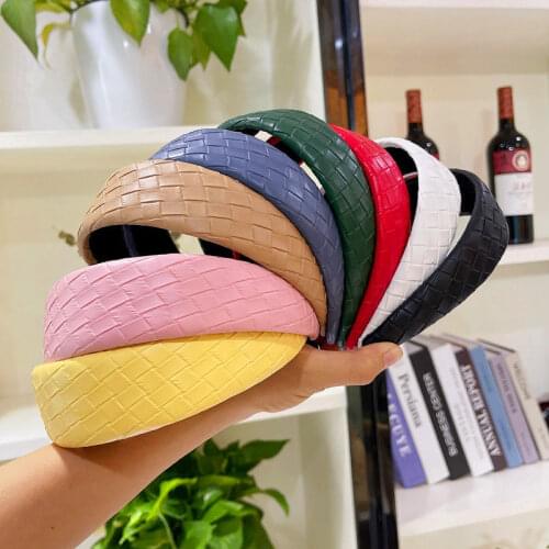 New 2021 Solid Color PU Faux Leather Headbands Women Hairband Hair Hoop Girl Fashion Simple Hair Bands Bezel Hair Accessories