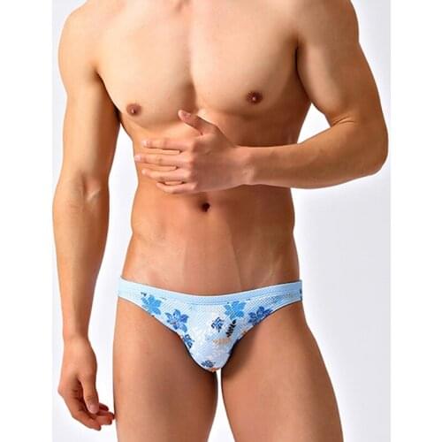 Sexy tight narrow side low waist swimwear 2021 men swimming pool breathable mesh sports swim briefs bikini swimsuits small size