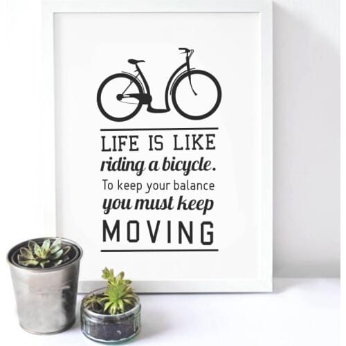 Nordic Art Print Wall Pictures Life Is Like Riding A Bicycle Inspiration Quote Canvas Painting Modern Home Decoration