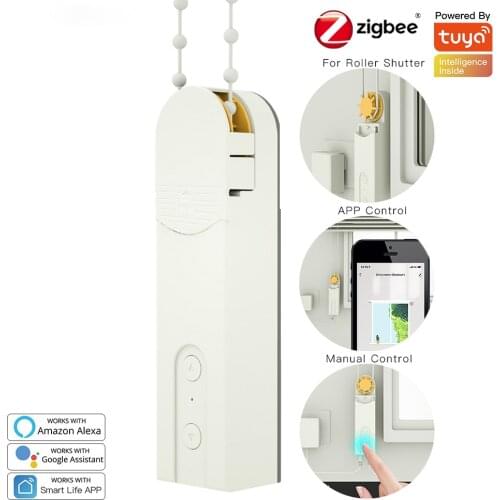 Zigbee Smart Curtain With Solar Charging For Roller Shutter Chain Bead Zipper Window Smart Home Control Works With Google Home
