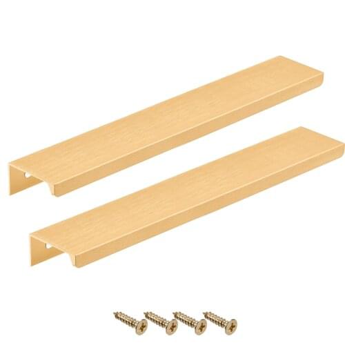 Uxcell Edge Pull Handle 300mm x 32mm Aluminum Alloy Cabinet Drawer Pull Gold Tone 2 Pcs