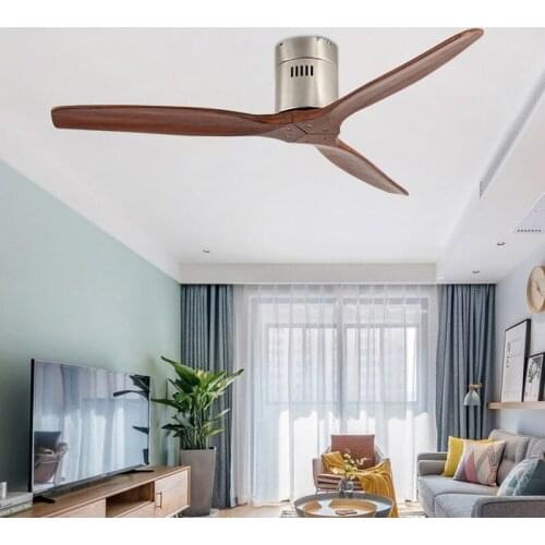 52 Inch Vintage Ceiling Fan Without Light Nordic Wooden Ceiling Fans With Remote Control DC Fan Ventilador De Techo