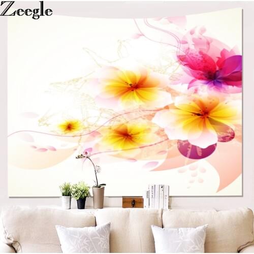 Zeegle Flower Printed Mandala Tapestry Soft Sandy Beach Throw Towel Wall Decor Cloth Background Blanket Yoga Mats Table Cloth