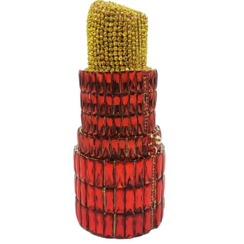 Womens Black/Silver/Purple/Red/Gold/Green Color Crystal Lipstick Clutch Bags Evening Bag For Wedding/Party/Birthday Clutches