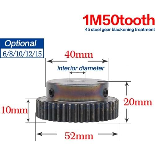 1Mod 50Teeth 55Teeth Small Brass Spur Gear CNC lathe machining parts bore size 6mm 8mm 10mm 12mm 15mm gear
