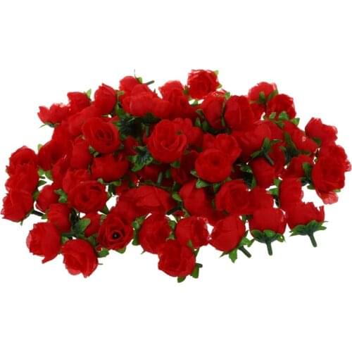 100 x Artificial Flower Head Roses Deco Rosettes DIY Wedding party Baptism RED