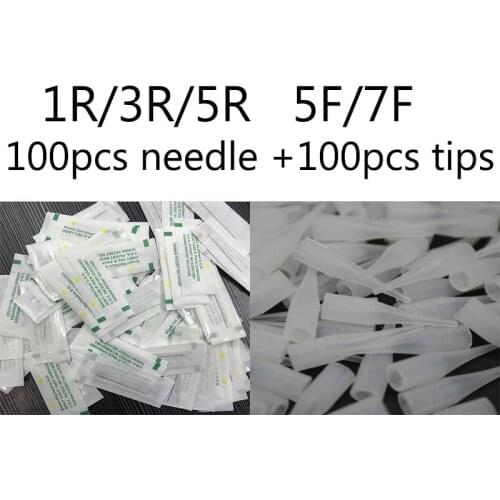 100PCS 1R 3R 5R 5F 7F PMU Needles + Needle Tips Disposable Sterilized Professional Tattoo needles for Permanent Makeup Eyebrow