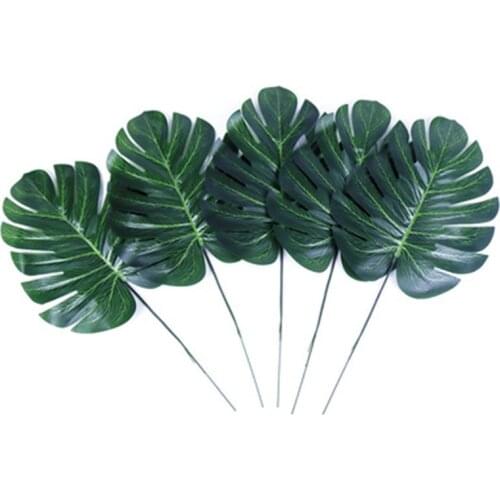 12PCS Green Tropical Palm Leaf Big Turtle Leaf Bamboo Leaf Artificial Plant Wedding Party Dining Table Garden Decoration