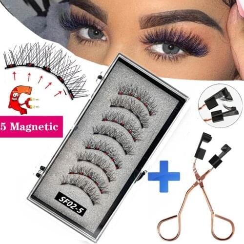 2 pairs of 8 pieces of 5 magnet false eyelashes 3D mink false eyelashes natural soft magnetic eyelash makeup tool