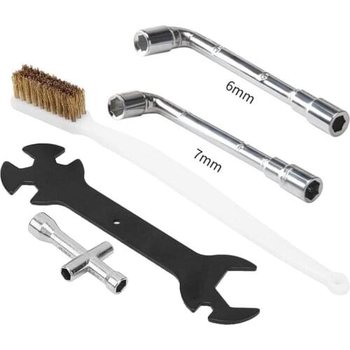 5 IN 1 Cross Wrench Set Nozzle Spanner Socket for 3D Printer Cleaner Tool Nozzles Toothbrush Copper Brush Cleaning Parts Hotbed