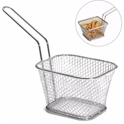 4Pcs/Lot Chips Mini Fry Baskets Stainless Steel Fryer Basket Strainer Serving Food Presentation Cooking Tool French Fries Basket