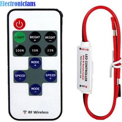 12V RF Wireless Remote Control In-line Led Strip Dimmer 10-Level Bright Speed Led Switch Module Voltage Regulator Dimmers