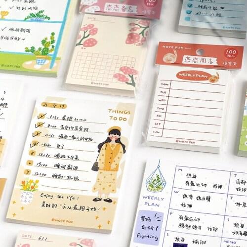 50 Sheets Cute Spring Plaid Ins Memo Pad Decoration Notes Paper Planner Daily Weekly Notepad DIY Scrapbooking Stationery