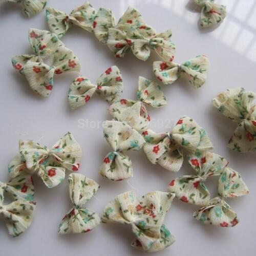 CB6-2 30pcs Cute White Flower Fabric Bow Shape Nail Art Decoration Outlooking