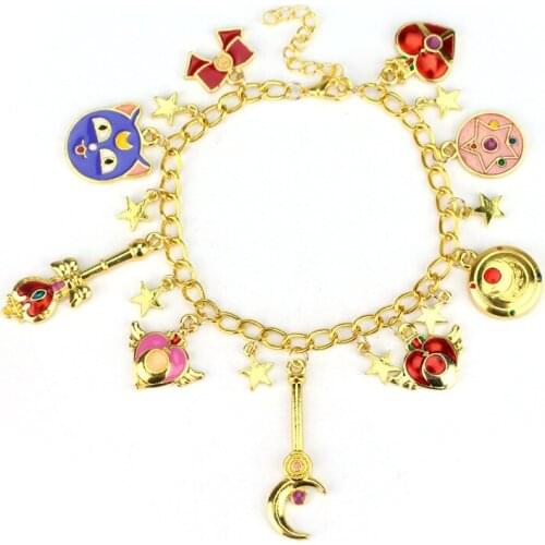 CHICVIE Gold Heart&Moon Bracelets&Bangles For Women Charm Crystal Bracelet Jewelry Making Animal Cartoon Cat Bracelets SBR190507