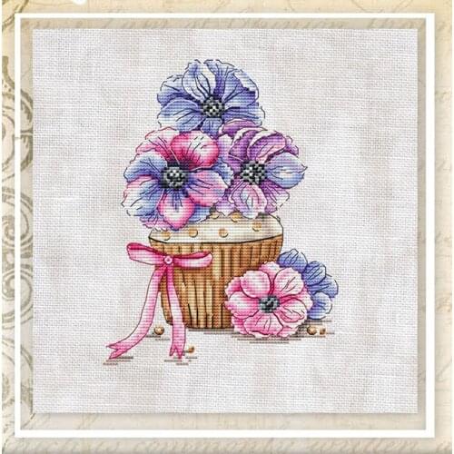 Flower Pansy Cupcakes Top Quality sewing kit Embroidery Needlework 14CT Unprinted Art Cross Stitch Kits DIY Handmade Home Decor