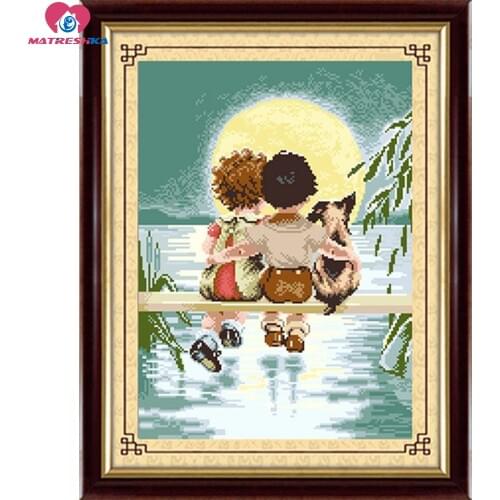 Accurate printing beads embroidery kids children moon dog love full beadwork home decor crafts needlework craft decoration