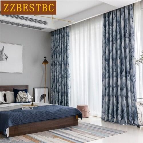 European Modern Exquisite Feather Printing Blackout Curtains For Living Room Bedroom Custom Childrens Room Flat Window Curtains