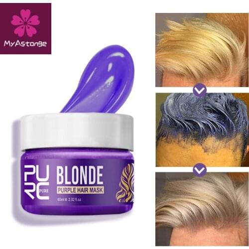 Purple Hair Mask Removes Yellow And Brassy Tones Repairs Frizzy Make Hair Soft Smooth Professional Hair Mask Hair Care 60ml