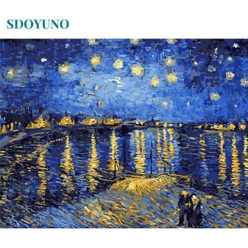SDOYUNO Frameless Abstract Painting By Numbers Star DIY 60X75cm Home Decor Canvas Painting Kits Draw By Number