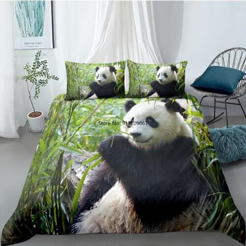 Cute Lazy Baby Panda Pattern Bedding Set Comforter Cover 3D Printed Duvet Cover Set Single Double King Queen Size Bedclothes