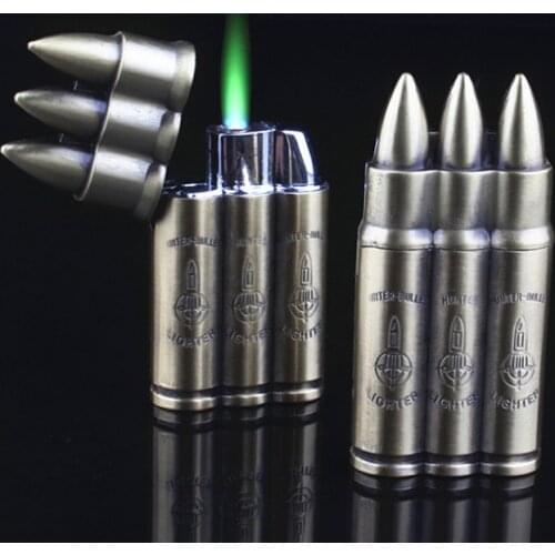 Creative Pistol Bullet Butane Flame Lighter Butane Windproof Gas Lighter Novelty Gadget Gift
