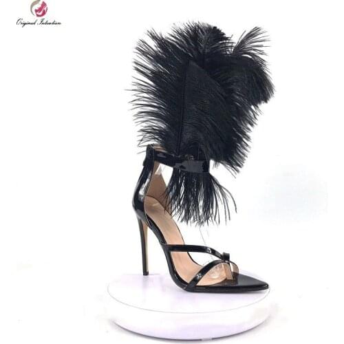 Summer Women Ankle Strap Thin Heels High Heels Sandals Sexy Fashion Buckle Strap Cover Heel Party Shoes Big Size 35-43