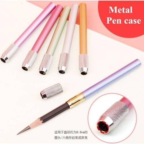 6 Colour metal pencil extender drawing pencil sleeve lengthener pencil connector aluminum rod lengthening rod