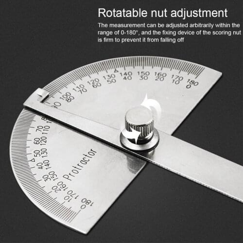180 Degree Adjustable Protractor multifunction stainless steel roundhead angle ruler mathematics measuring tool