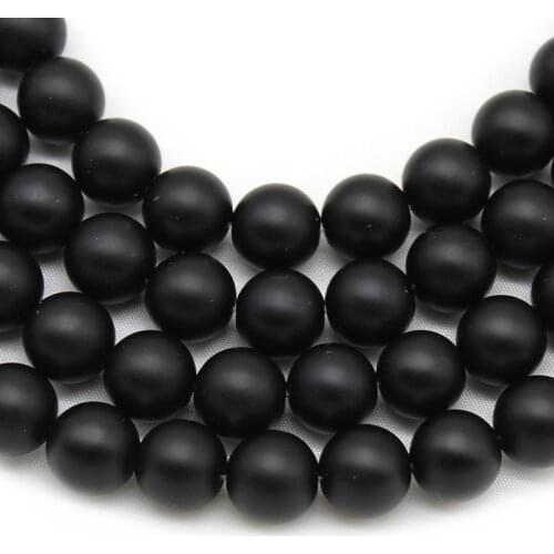 Natural High Quality Black Polish Matte Black Agates Stone Round Beads 4/6/8/10/12 mm Pick Size For Jewellery Making 15" Strand