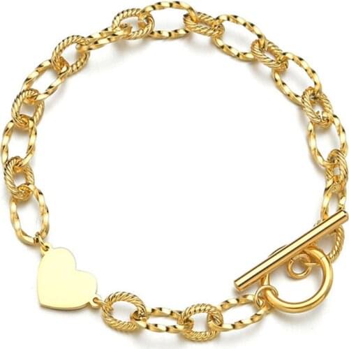 316L Stainless Steel Fashion Style Titanium Steel 12mm Love Round Adjustable OT Bracelet No Fade