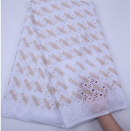 Nigerian Swiss Voile Lace In Switzerland High Quality African Nigerian Cotton Lace Fabric Stoned Holes For Dress Sewing S1786
