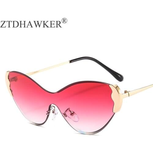 Cat Glasses Frameless Womens Sunglasses Brand Designer Fashion Trimmed Ladies Glasses
