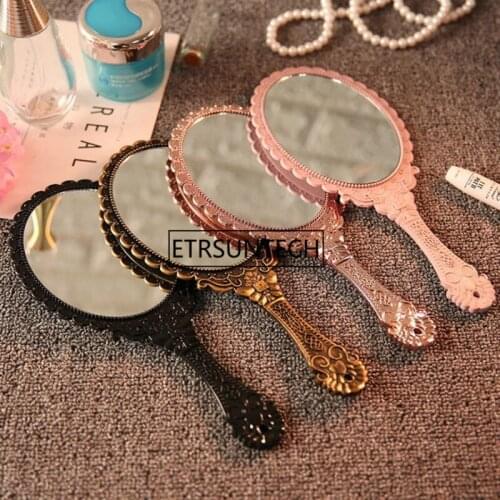 Creative retro pattern handle makeup mirror makeup mirror portable portable lace mirror hand held F1290