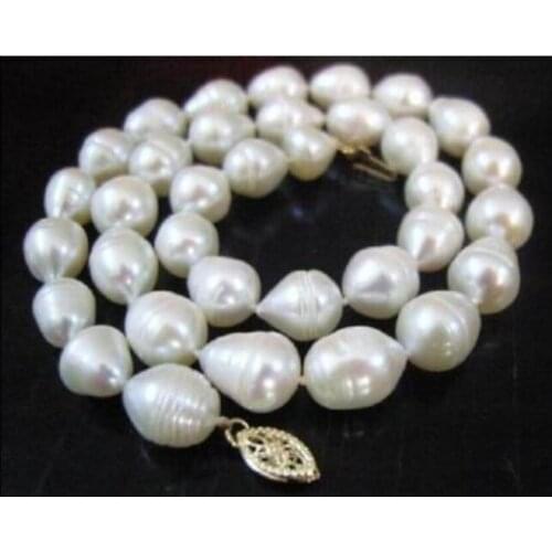 9-11mm white freshwater pearl necklace 17" Factory Wholesale price Women Gift word Jewelry