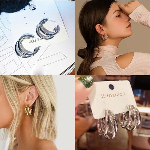 A Pair/set Semicircle Hoop Earrings multilayer circle Fashion Jewelry Women