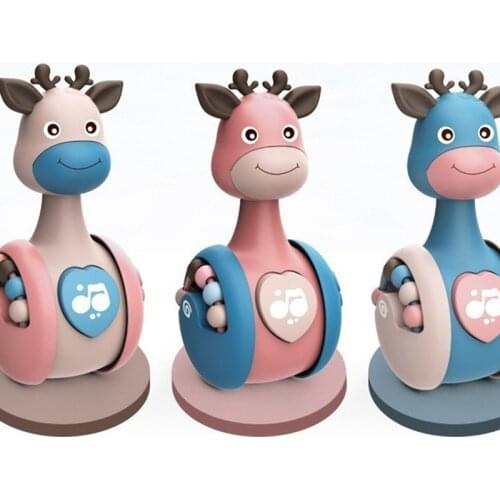 Sliding Deer Baby Tumbler Rattle Learning Education Toys Newborn Teether Infant Hand Bell Mobile Stroller Music Roly-poly Toy