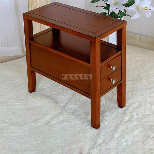 TS-380 Simple Sofa Side Table 2-Drawer Tea Table Living Room Coffee Table Bedroom End Side Cabinet Bedside Table